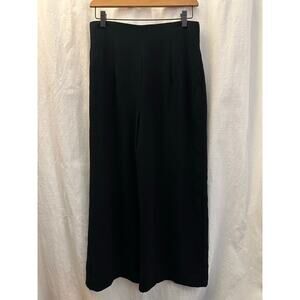 Zara High Waist Wide Leg Crop Dress Pant Womens Black Side Zip  Size Medium